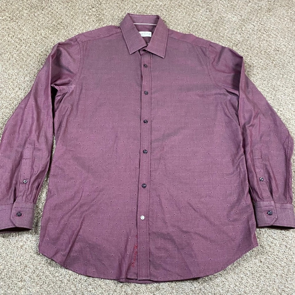 Robert Graham Shirt Mens M Designer Button Down Red Office Preppy Work